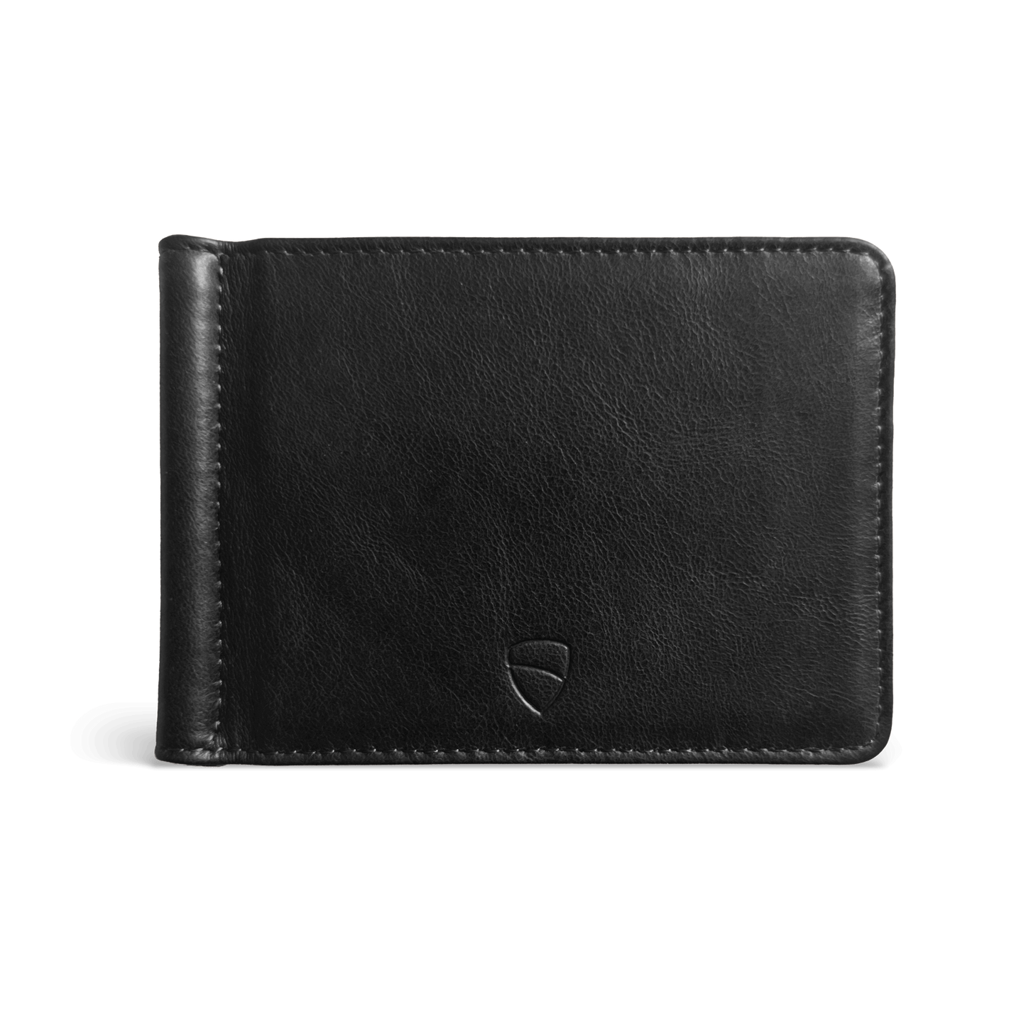 Vaultskin BROMPTON wallet black – front view of slim RFID leather card holder for men and women
